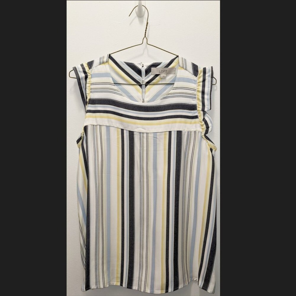 Loft Striped Sleeveless Blouse, Size S, NWT